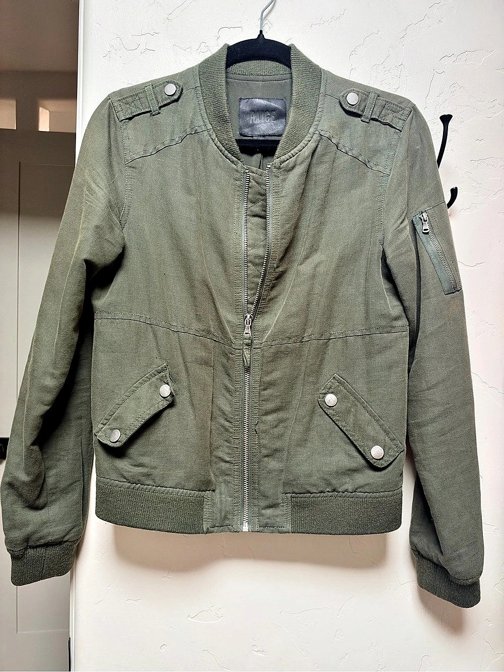 PAIGE Olive Green Bomber Jacket XS